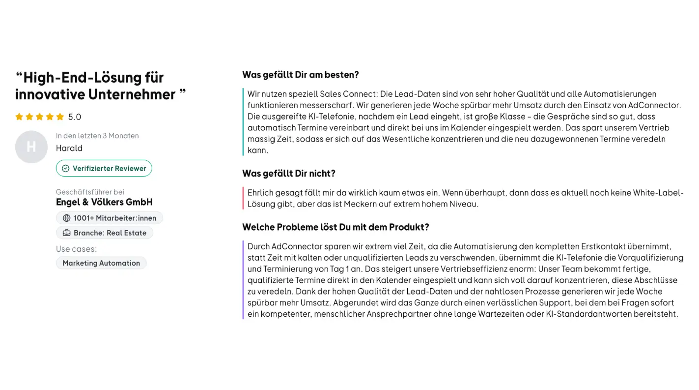 Positive OMR Reviews: Customer Feedback on B2B Sales Automation with AdConnector.